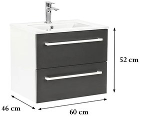 Dulap inferior Vario Clam 60 cu lavoar alb-antracit