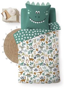 Lenjerie de pat pentru copii albă-verde din bumbac pentru pat de o persoană 140x200 cm Dina – douceur d'intérieur