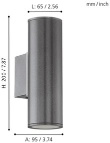 Eglo 94103 - Corp de iluminat LED exterior RIGA 2xGU10/3W/230V