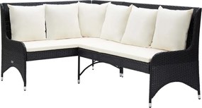 vidaXL Canapele de colț pentru grădină, 2 buc., negru, poliratan