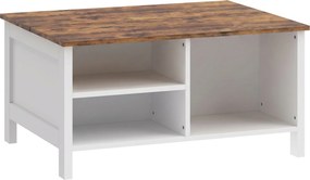 HOMCOM Cufăr de Depozitare 80x60x40 cm, cu Capac Rabatabil, Rafturi Deschise și Compartiment Ascuns, Maro Rustic | Aosom Romania