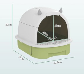 PawHut Litieră cu Capac, Tavă pentru Nisip tip Sertar cu Filtru de Carbon și Lopățică, 40,5x52x39 cm, Gri | Aosom Romania