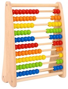 Numaratoare din lemn masiv NOVOKIDS™ Wooden Abacus, 10 randuriX10 bilute de numarat, 25x12x32 cm, Jucarie educativa, Materiale Eco, Multicolor