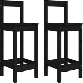 vidaXL Scaune de bar, 2 buc., negru, 40x41,5x112 cm, lemn masiv pin