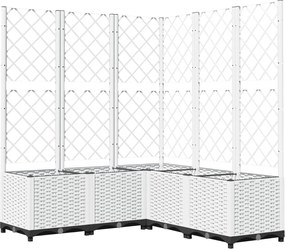 vidaXL Jardinieră de grădină cu spalier, alb, 120x120x136 cm PP