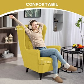HOMCOM Fotoliu cu Taburet Asortat în Stil Contemporan Galben | Aosom Romania