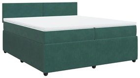 3287827 vidaXL Pat box spring cu saltea, verde închis, 200x200 cm, catifea