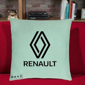 Perna Personalizata cu emblema Renault, 40x40 cm, Verde Menta, Husa Detasabila, Perna Inclusa, BEKZ®