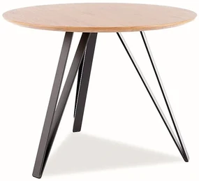Masa de bucaterie Tetis, diametru 100 cm, stejar / negru