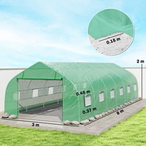 Outsunny Sera gradina, tip tunel, sera pentru plante, legume, fructe si structura din otel, Verde | Aosom Romania