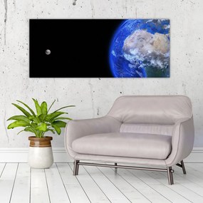 Tablou - Luna și Pământul (120x50 cm)