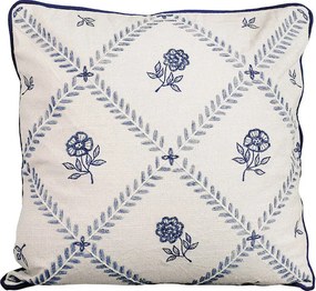 Față de pernă brodată din bumbac organic 45x45 cm albastru, „Lovisa"