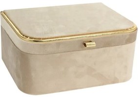 Cutie de bijuterii Velvette, bej, 23 x 17 x 10,5 cm