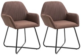 vidaXL Scaune de bucătărie, 2 buc., maro, material textil