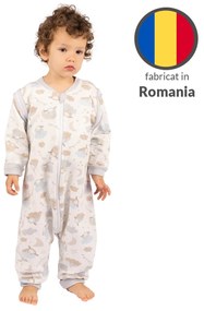 Sac de dormit copii cu picioare si maneci detasabile din bumbac flausat 18-36 luni Kidizi On a Cloud Pastel,1 tog