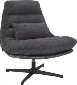 Fotoliu rotativ FELICIA, stofa clasica gri inchis - Raven 18/piele eco