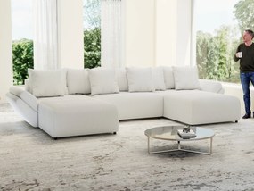 Colțar extensibil dumonde cu ladă de depozitare si sezut confortabil din spuma high-density, Berlin U Zoom Grey 380x180 cm