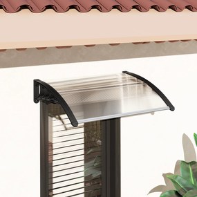 Marquisul de la Outsunny - design curbat rotund, dim. 100L x 80l x 23H cm, policarbonat plastic negru | Aosom Romania
