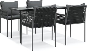 vidaXL Set mobilier de grădină cu perne, 5 piese, poliratan și oțel