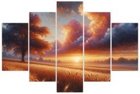 Tablou – Apus de soare pe câmp (150x105 cm)