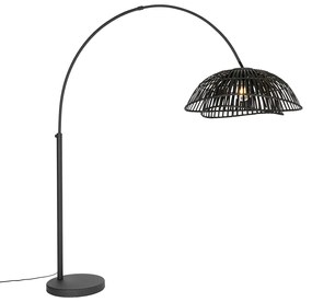 Lampă arcadă orientală din bambus negru - Pua