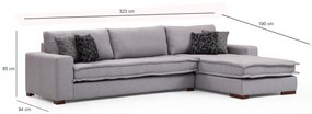 Canapea de colț Lena Corner Right ( L3+Chl ) - Light Grey
