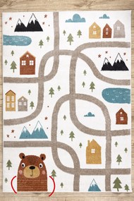 Covor FUN Polar pentru copii, străzi, pădure, cremă - SECUNDAR-COTATI PRODUSUL