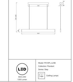 Lustra LED slim cu iluminat up/down Step 23W neagra