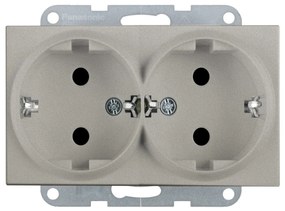 Priza dubla cu impamantare 16A, IP20, Bronz, Panasonic Karre Plus 55