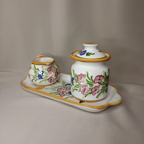Set ceramică servit ceai/cafea model maci