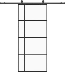 vidaXL Ușă glisantă cu set de feronerie neagră 90x205 cm Sticlă ESG
