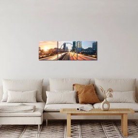 Tablou - Calea marelui oraș (cu ceas) (90x30 cm)