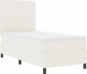 vidaXL Pat cu arc LED Crema și Alb 90 x 190 cm Țesătură din corduroy