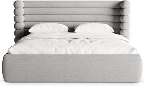 Pat matrimonial gri tapițat cu spațiu de depozitare cu somieră 160x200 cm Mount – Micadoni