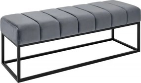 Bancheta tapitata Petit Beaute 110cm, catifea gri argintiu