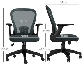 Vinsetto Scaun fotoliu de birou înălțime reglabilă pivotant la 360 ° rolete acoperire plasă 63 x 54 x 103 cm gri | Aosom Romania
