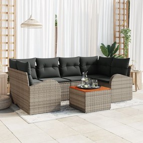 vidaXL Set de canapea de grădină de 7 piese cu perne gri din ratan poli acacia