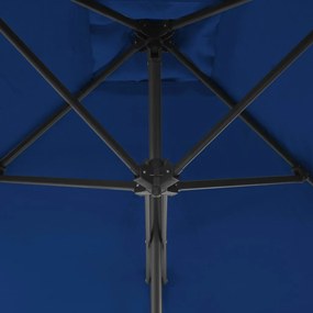 Umbrela de exterior cu stalp din otel, albastru, 300 x 230 cm Albastru