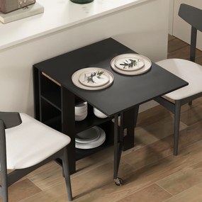 HOMCOM Masă pentru bucătărie masă de dining pliabilă detașabilă 3 etajere 2 blaturi rabatabile design modern 120 x 60 x 75 cm negru | Aosom Romania