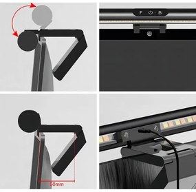 LED iluminare tactilă reglabilă monitor 42 cm, 5W, 5V, 3000-6000K, negru