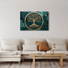 Tablou – Arborele vieții auriu în marmură (90x60 cm)