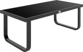 Outsunny Măsuță de grădină dreptunghiulară, picioare curbate, blat din sticlă securizată, pentru terasă balcon, 90x45x33cm, Negru | Aosom Romania
