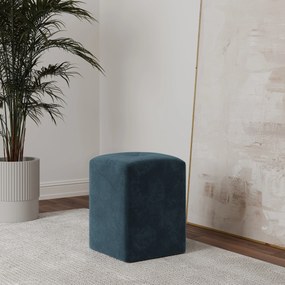 Taburet Tapitat Talin, Albastru, Stofa, L 35 x l 35 x H 45 cm