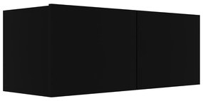 Set comode TV, 4 buc., negru, PAL Negru, 80 x 30 x 30 cm, 1