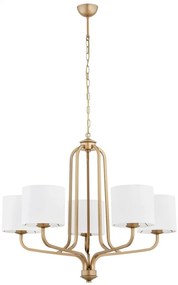 Candelabru cu 5 brate design modern Maranello auriu, alb