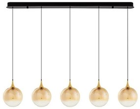 Lustra moderna cu 5 pendule LED, Metal, Sticla, Champaign, ORENDA
