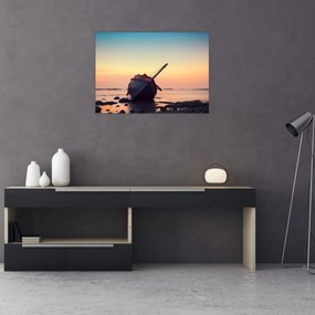 Tablou pe sticlă - Nava naufragiată (70x50 cm)