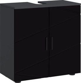 Mobilier de baie cu dulap cu 2 uși, Mobilier de baie din lemn cu poliță reglabilă, 60x30x60cm negru kleankin | Aosom Romania