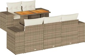 vidaXL Set canapele de grădină cu perne, 6 piese, bej, poliratan