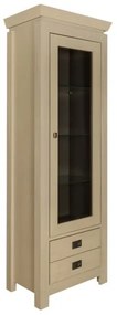 Vitrina Casablanca, 1 Usa si 2 Sertare, Crem Dune si Interior Negru, 67.5 Cm